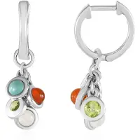 Cavill - Zilveren Oorbellen 925 Sterling - Peridoot 0,533 ct & Regenboogmaansteen - Ronde Edelsteen Oorbellen Dames - Comfortabele Klapsluiting