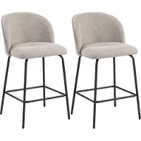 HOMCOM Barkruk, set van 2, met voetsteun en rugleuning, zit hoogte 68 cm, lichtgrijs