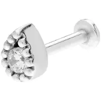 Lucardi - Dames Stalen helixpiercing met zirkonia - Piercing - Staal - Zilverkleurig