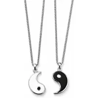 LGT JWLS Yin Yang Ketting Set voor Koppels – Zwart Wit Hanger RVS Liefdesketting Duo Vriendschap & Relatie