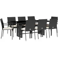 vidaXL 9-delige Tuinset poly rattan zwart