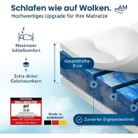 AM Qualitätsmatratzen 7 Zone Deluxe Gelschuim Topper 240x200cm (SG50) - Premiumhoogte 8 cm - Memory foam mattress topper 240 x 200 8cm - TENCEL Lyocell tijk - Zacht en aanpasbar - Made in Germany