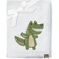Be Mammy Babydeken - Dekbed - Kinderdeken - Wiegdeken - Dekentje Baby - 76 x 102 cm - Lichtgrijs - Krokodil - BE-BE20-168-BBL