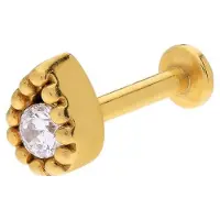 Lucardi - Dames Stalen goldplated helixpiercing met zirkonia - Piercing - Staal - Goudkleurig