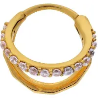 Lucardi - Dames Stalen goldplated helixpiercing met zirkonia - Piercing - Staal - Goudkleurig