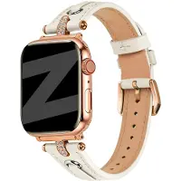 Bandz Apple Watch leren bandje T-Belt - horlogebandje geschikt voor Apple Watch (Series 12/11/10), (SE 3/2/1), (Series 9/8/7/6/5/4) - 38/40/41/42mm - beige