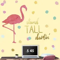RoomMates Muursticker Flamingo Stand Tall - - Wall_stickers - Goud; Roze - Vinyl