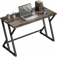 HOMCOM Schrijftafel-Spaanplaat, metaal-120L x 60B x 76,5H cm-Grijs