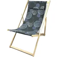 Madison - Houten Strandstoel - Circle Blue - Opvouwbaar - 90x55x87cm - Tuinstoel - Klapstoel - Blauw
