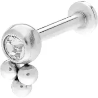 Lucardi - Dames Stalen helixpiercing met kristal - Piercing - Staal - Zilverkleurig
