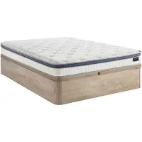 Vente-unique Set 140 x 190 cm bedbodem met opbergruimte licht natuurlijk + hybride matras 7-zone pocketvering en traagschuim dikte 25 cm - MALAO van PALACIO