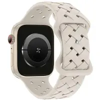 Beline Silicone Woven Serie - Horlogebandje - Apple Watch Compatibiliteit - Beige en Starlight - Comfortabel