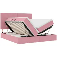 vidaXL LED-bed met matras, roze, 180 x 200 cm, fluweel
