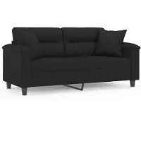 vidaXL Tweezitsbank met kussens 140 cm microvezelstof zwart