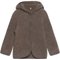 Huttelihut Cardigan - Wollfleece - Brown Melange m. Ohren - - 68 - Cardigans