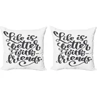 Abakuhaus Decoratieve kussenhoes 'Beste Vriend', set van 2, moderne accenten, dubbelzijdige digitale print, 60x60 cm, lichtgrijs en wit
