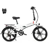 Samebike 20LVXD30 Elektrische Fiets – 250W Motor – 48V 10.4Ah Uitneembare Accu – 20" All-Terrain Banden – 7 Versnellingen – Opvouwbaar – Max 25 km/h – LED Verlichting – Wit