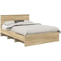 vidaXL Bedframe met hoofdeinde Sonoma Eik 140 x 200 cm Bewerkt hout