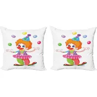 Abakuhaus Circus Decoratieve Kussenhoes, Set van 2, Modern Accent Dubbelzijdige Digitale Print, 40x40 cm, Wit en Multicolor