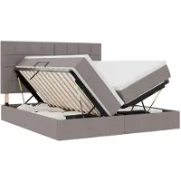 vidaXL LED opbergbed met matras Taupe 200 x 200 cm Stof