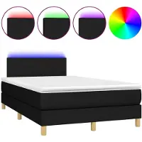 vidaXL Boxspring met matras en LED stof zwart 120x190 cm