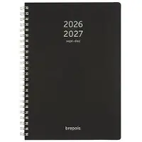 Brepols Bretime Polyprop 16 maanden weekagenda met uurindeling 2026-2027 zwart (1 week per 2 pagina's) 6-talig