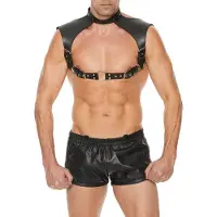 Erotic Treasure Heren Harnas met Halsband - Premium Leder - Zwart
