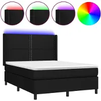 vidaXL Boxspring met matras en LED stof zwart 140x190 cm