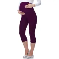 Be Mammy Dames Leggings - Zwangerschapskleding - Capri - Viscose - BE-Leggings-03 - Pruim - XS