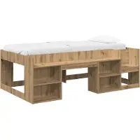 vidaXL Kinderbedframe met opbergruimte Artisanaal eiken 100 x 200 cm