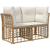 vidaXL Tuinbank Set 7 st Natuurlijk en Crème Wit poly rattan