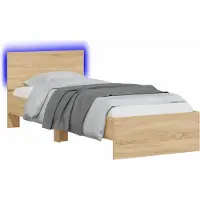 vidaXL Bedframe met LED-stripverlichting Sonoma Eiken Bewerkt hout