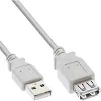 InLine USB naar USB verlengkabel - USB2.0 - tot 2A / beige - 1 meter
