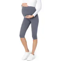 Be Mammy BE-BE20-229-LE Dames Capri Zwangerschapsleggings - 3/4 Lengte - Katoen - Elasthan - Yogabroek - Grijs - XL