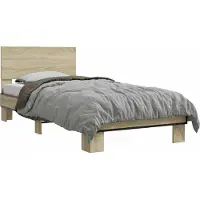 vidaXL Bedframe met Hoofdbord Sonoma Eiken 80 x 200 cm Bewerkt hout