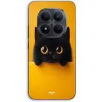 MANIACASE Telefoonhoes - - Xiaomi Redmi Note 15 Pro 5G - Silicone TPU - Oranje achtergrond - Schattige kat