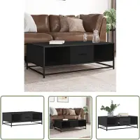 vidaXL Salontafel 100x57x35 cm bewerkt hout en metaal zwart