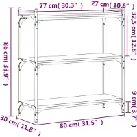 vidaXL Boekenkast 3-laags 80x30x86 cm bewerkt hout zwart