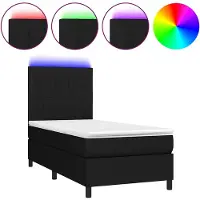 vidaXL Boxspring met matras en LED stof zwart 90x200 cm