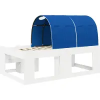 vidaXL Bedframe met tunnel, 3 stuks, wit en blauw, houtvezel