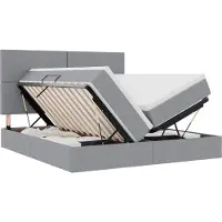 vidaXL LED opbergbed met matras Lichtgrijs 200 x 200 cm Stof