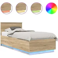 vidaXL Bedframe met hoofdeinde Sonoma Eik 70 x 190 cm Bewerkt hout