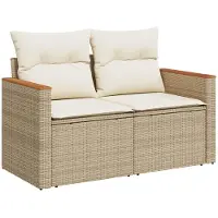vidaXL Tuinbank Set 9 st Beige poly rattan