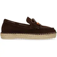 Manfield - Dames - Bruine suède espadrilles met franjes - Maat 39