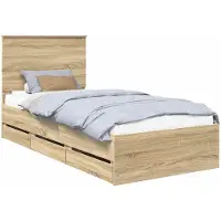 vidaXL Bedframe met lade Sonoma Eik 75 x 190 cm Ingenieurshout