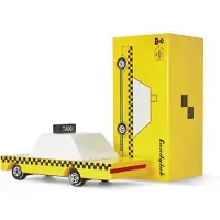Candylab Toys Candycar World: YELLOW TAXI (F102) 8,9x4,1x2,5cm, wooden diecast, in giftbox, 3+