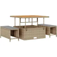 vidaXL Tuinbank Set 11 st 10-Aantal zitplaatsen Beige en Lichtgrijs