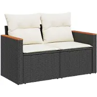 vidaXL Tuinbank Set 10 st Zwart poly rattan