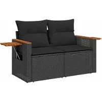 vidaXL Tuinbank Set 10 pcs Zwart poly rattan