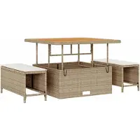 vidaXL Tuinbank Set 11 st 10-Aantal zitplaatsen Beige en Crème